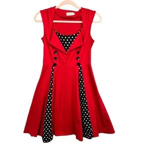Killreal Retro Inspired Dress Sz Large Rockabilly Polkadot Pinup Girl Red Black